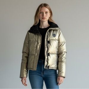 SNO Metallic Gold Puffer Jacket